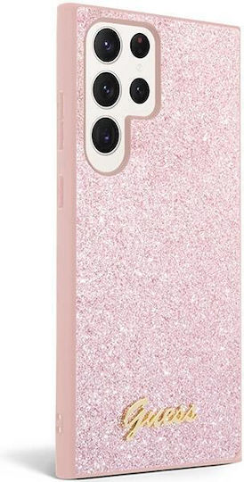 Guess Fixed Glitter Back Cover Πλαστικό Ροζ (Galaxy S23 Ultra)
