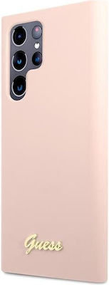 Guess Script Metal Logo Silicone Back Cover Pink (Galaxy S23 Ultra)