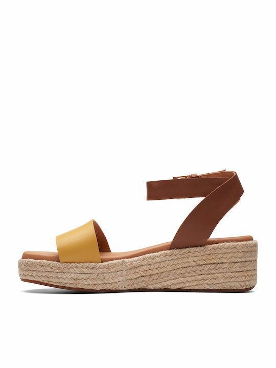 Kimmei Ivy Women's Leather Ankle Strap Platforms Dark Tan