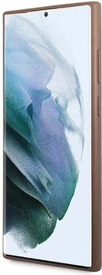 Guess 4G Metal Logo Umschlag Rückseite Kunststoff Braun (Galaxy S23 Ultra)