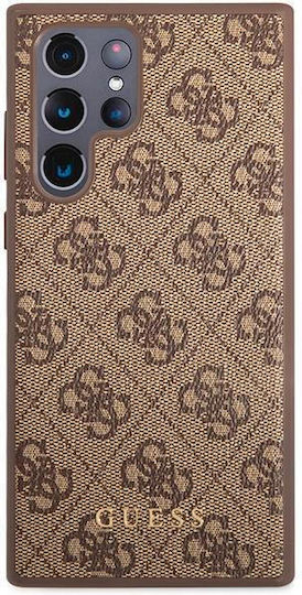 Guess 4G Metal Logo Umschlag Rückseite Kunststoff Braun (Galaxy S23 Ultra)