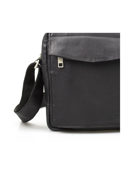 Leather shoulder bag Rcm A21-Black