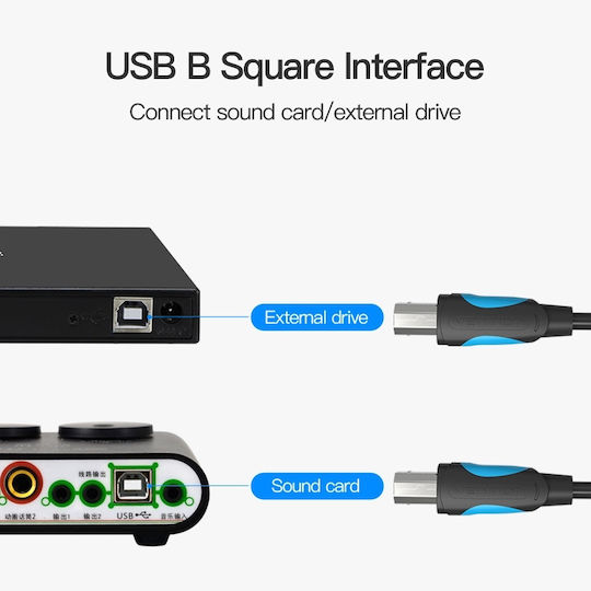 Vention 5m USB 2.0 Cable A-Male to B-Male (VAS-A16-B500)