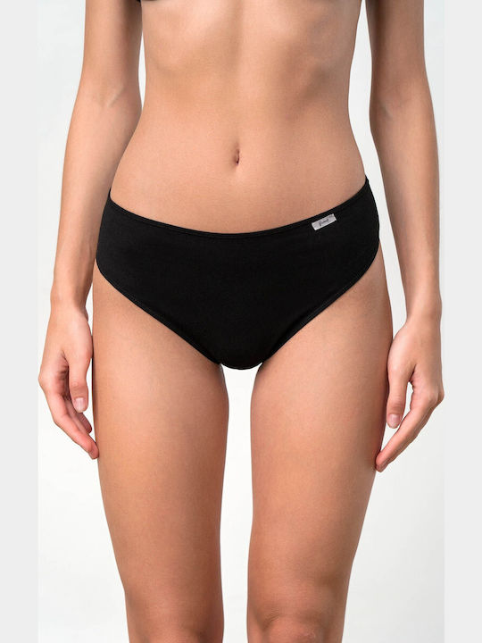 Βαμβακερά High Waist Women's Slip 2Pack Black