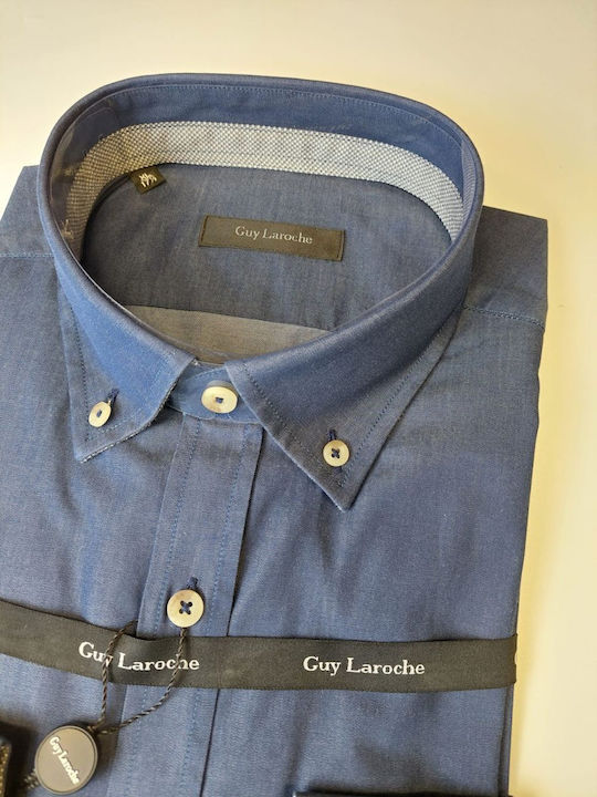 Guy Laroche Herrenhemd Langärmelig Jeans Blau