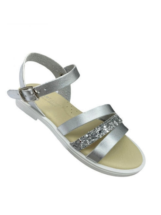 Smart Kids Kids Anatomical Anatomical Sandals Girl with Glitter White/Silver SIR332