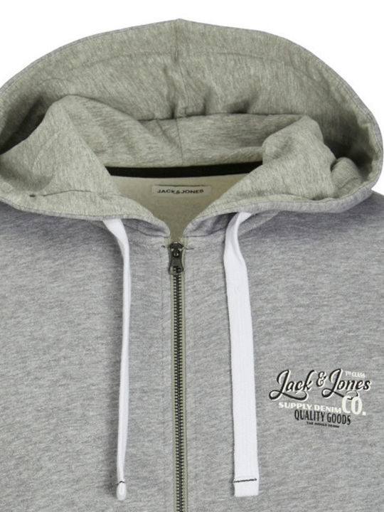 Jack & Jones Men's Cardigan with Hood & Pockets Light Grey Melange