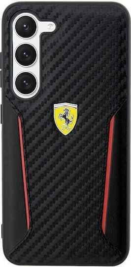 Ferrari Carbon Contrast Edges Umschlag Rückseite Synthetisches Leder / Kunststoff Schwarz (Galaxy S23+)