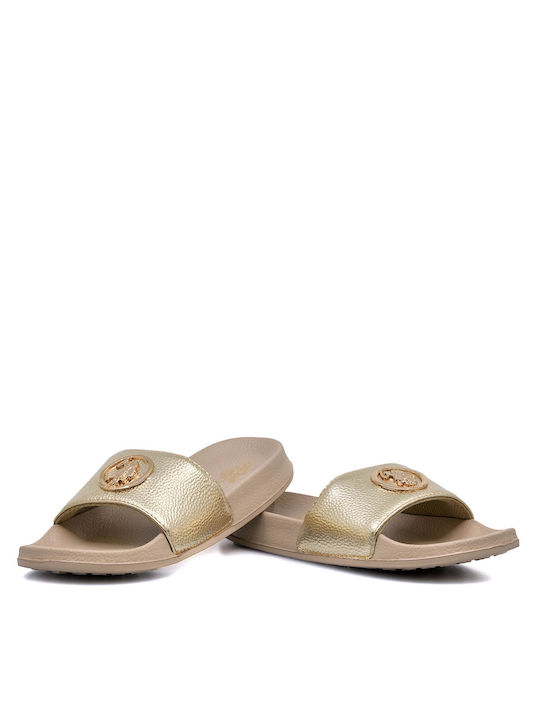 U.S. Polo Assn. Frauen Flip Flops in Gold Farbe