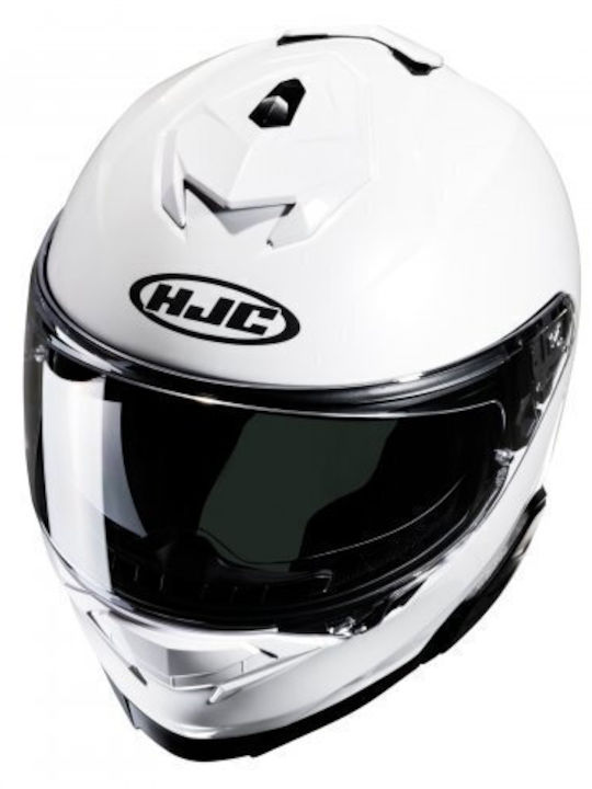 HJC i71 Semi Flat Pearl White Motorcycle Helmet Full Face ECE 22.06 1700gr with Pinlock and Sunvisor