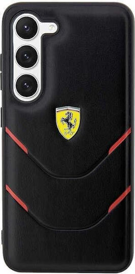 Ferrari Hot Stamp Lines Umschlag Rückseite Kunststoff / Silikon Schwarz (Galaxy S23)