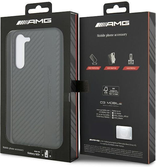 Mercedes-Benz Carbon Stripe & Embossed Задна корица Пластмаса Черен (Galaxy S23+)