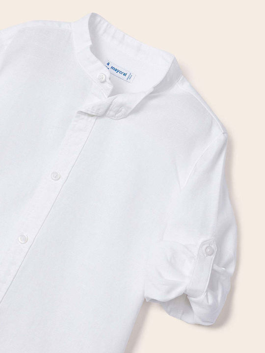 Kids Shirt Long Sleeve Linen White
