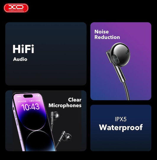 XO Ep61 Earbuds Handsfree με Βύσμα Lightning Ασημί