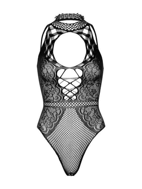 Leg Avenue Keyhole Bodysuit One Size Sexy Κορμάκι Net & Lace Keyhole Bodysuit Μαύρο