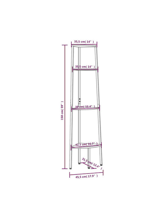 Corner Bookcase Beige 45.5x31.5x150 cm
