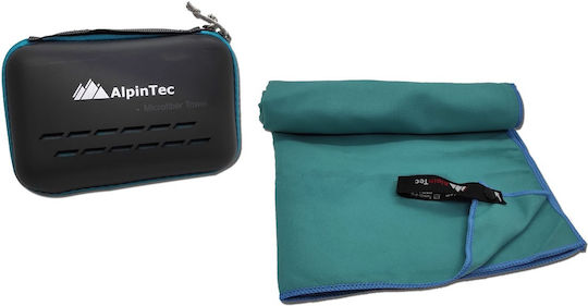AlpinPro DryFast Microfiber Face Towel with Case Teal Blue 100x50cm