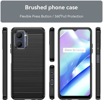 Carbon Fiber Back Cover Σιλικόνης Μαύρο (Realme C33)