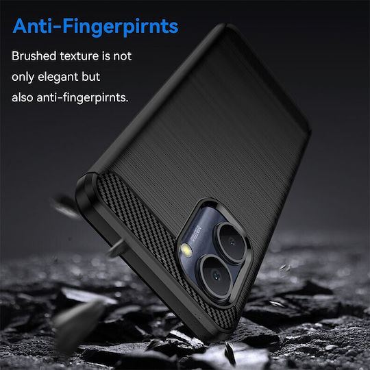 Carbon Fiber Umschlag Rückseite Silikon Schwarz (Realme C33)