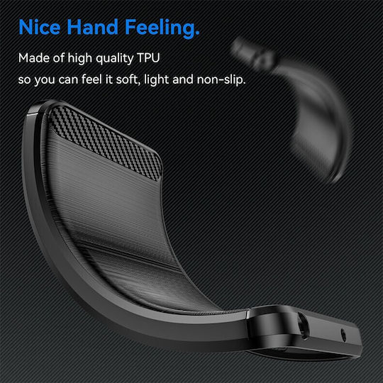Carbon Fiber Umschlag Rückseite Silikon Schwarz (Realme C33)