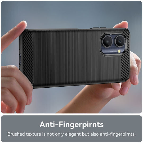 Carbon Fiber Umschlag Rückseite Silikon Schwarz (Realme C33)