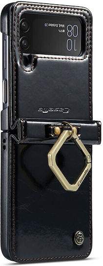 Caseme 003 Задна корица Изкуствена кожа Черен (Galaxy Z Flip4)