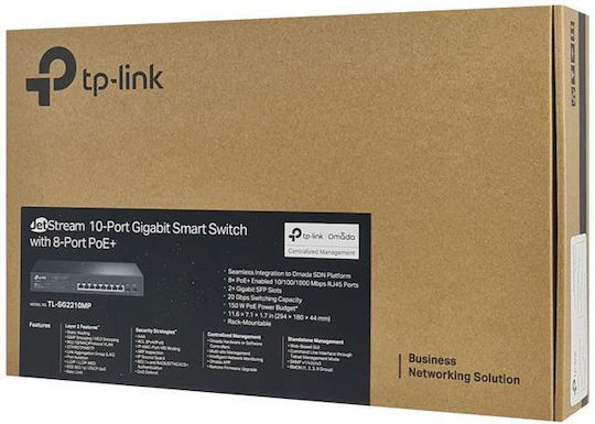 TP-LINK TL-SG2210MP v4 Verwaltet L2 PoE+ Switch mit 8 Ports Ethernet und 2 SFP Ports
