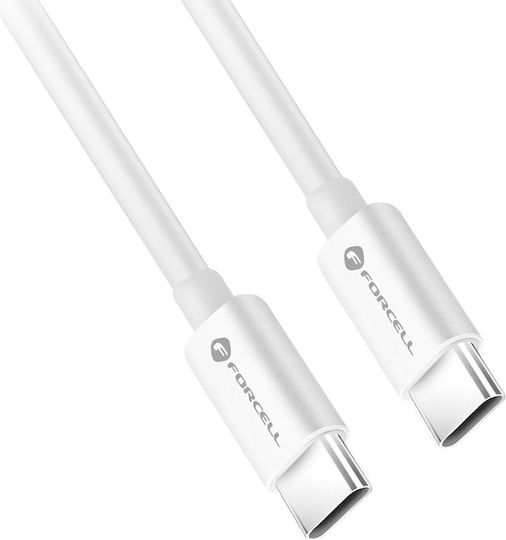 Forcell Regular USB 2.0 Cablu USB-C bărbătesc - USB-C 100W Alb 2m