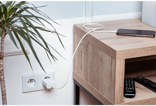 Forcell Regular USB 2.0 Cablu USB-C bărbătesc - USB-C 100W Alb 2m
