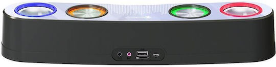 New Rixing NR-555 Computerlautsprecher 2.0 mit RGB-Beleuchtung und Bluetooth Leistung 10W in Schwarz Farbe