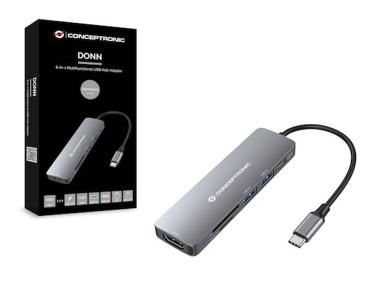 Conceptronic USB-C Docking Station με HDMI 4K PD Γκρι (DONN11G)