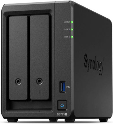 Synology DiskStation DS723+ NAS Tower με 2 θέσεις για HDD/M.2/SSD και 2 θύρες Ethernet