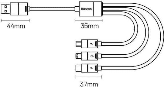Baseus Starspeed Braided USB to Lightning / Type-C / micro USB Cable 3.5A Μπλε 1.2m (CAXS000017)