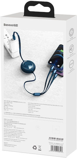 Baseus Starspeed Braided USB to Lightning / Type-C / micro USB Cable 3.5A Μαύρο 1.2m