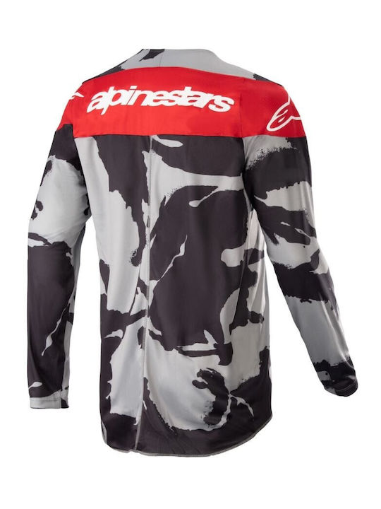 Alpinestars MX Racer Tactical Iron Pentru bărbați Tricou Motocross Mânecă lungă Grey/Camo/Red