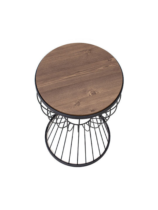 Aldora Round Wooden Side Table Walnut L35xW35xH58cm