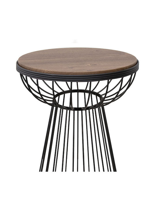 Mantare Round Wooden Side Table Walnut L35xW35xH58cm