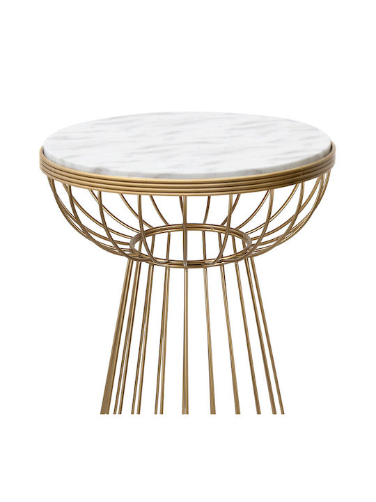 Round Side Coffee Table Tekosi Wooden Gold / White W35xL35xH58cm