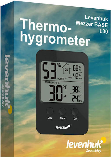 Levenhuk Wezzer Base L30 Digital Thermometer & Hygrometer for Indoor Use with Magnetic Back