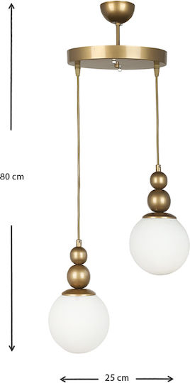 Megapap Latona Pendant Light Gold Ball with Socket E27 25x25x80cm