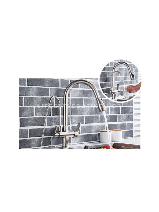 Stocco Tall Kitchen Counter Faucet with Silver Shower