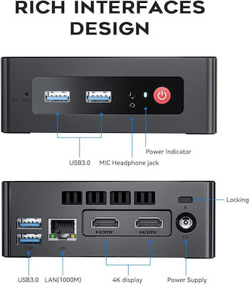 Beelink GK35 Mini PC (Celeron Quad Core J4105/8GB DDR3/128GB SSD/W10 Pro)