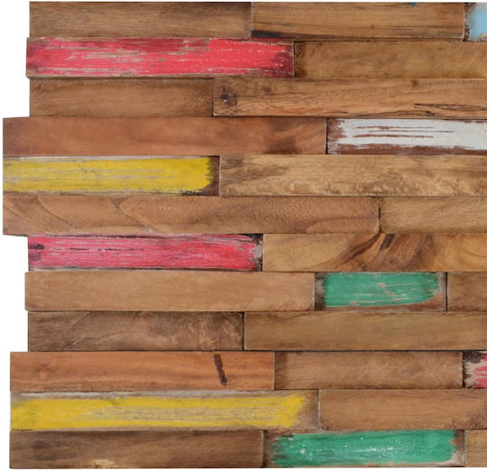 vidaXL 3D Wall Panels Made of Solid Teak Wood Multicolour 57x18x2cm 10 Pieces