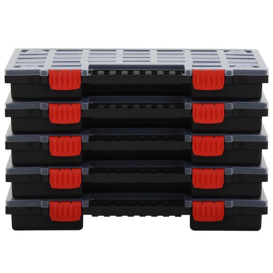 vidaXL Organizatoare pentru Compartimentul de Unelte 26 Locuri cu Compartimente Reglabile Transparente 40x30x5cm. 5buc