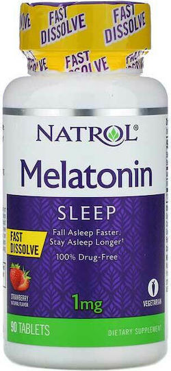 Natrol Melatonin Sleep Fast Dissolve 1мг Добавка за сън 90 табове Ягода