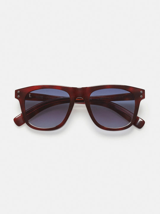 Kaleos Gilbert Men's Sunglasses with Burgundy Tartaruga Plastic Frame and Blue Lens GILBERT 2