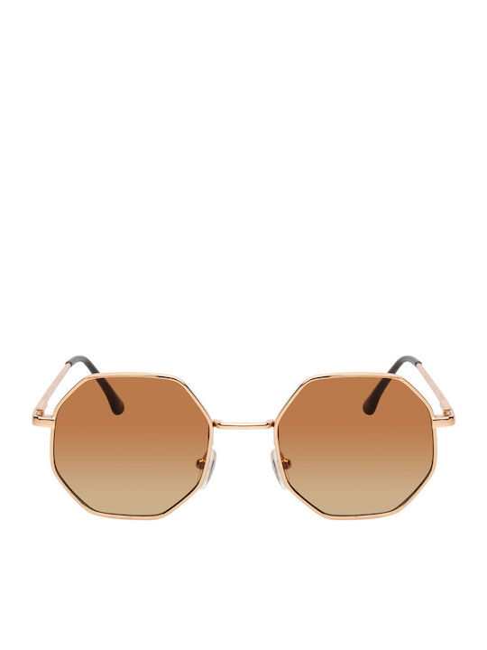 Dolcedo Unisex Sunglasses with Metallic Frame Gold Brown Gradient