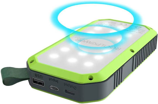 RealPower PB-10000 Solar Ηλιακό Power Bank 10000mAh με Θύρα USB-A και Θύρα USB-C Μαύρο