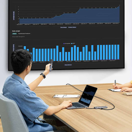 Baseus StarJoy 6-Port USB-C Docking Station με HDMI 4K PD Ethernet Ασημί