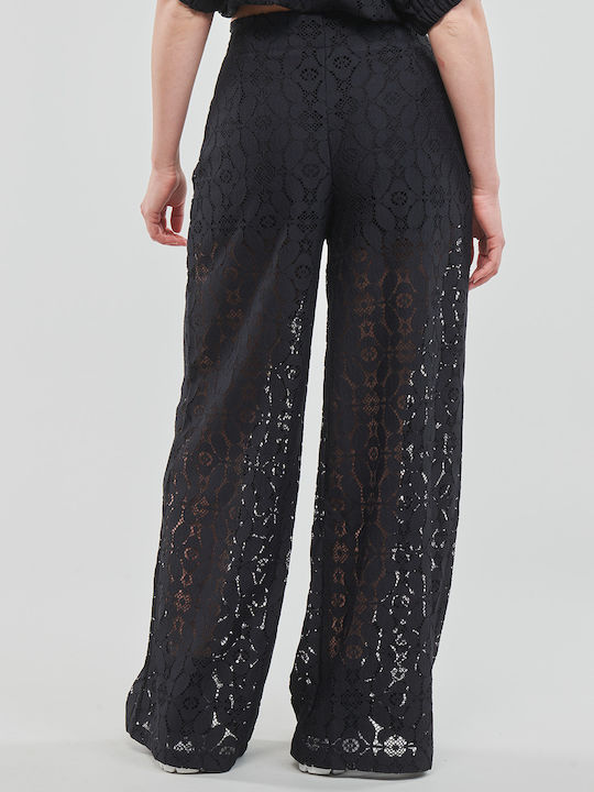 Newcastle Women's High-waisted Linen Trousers with Elastic Black